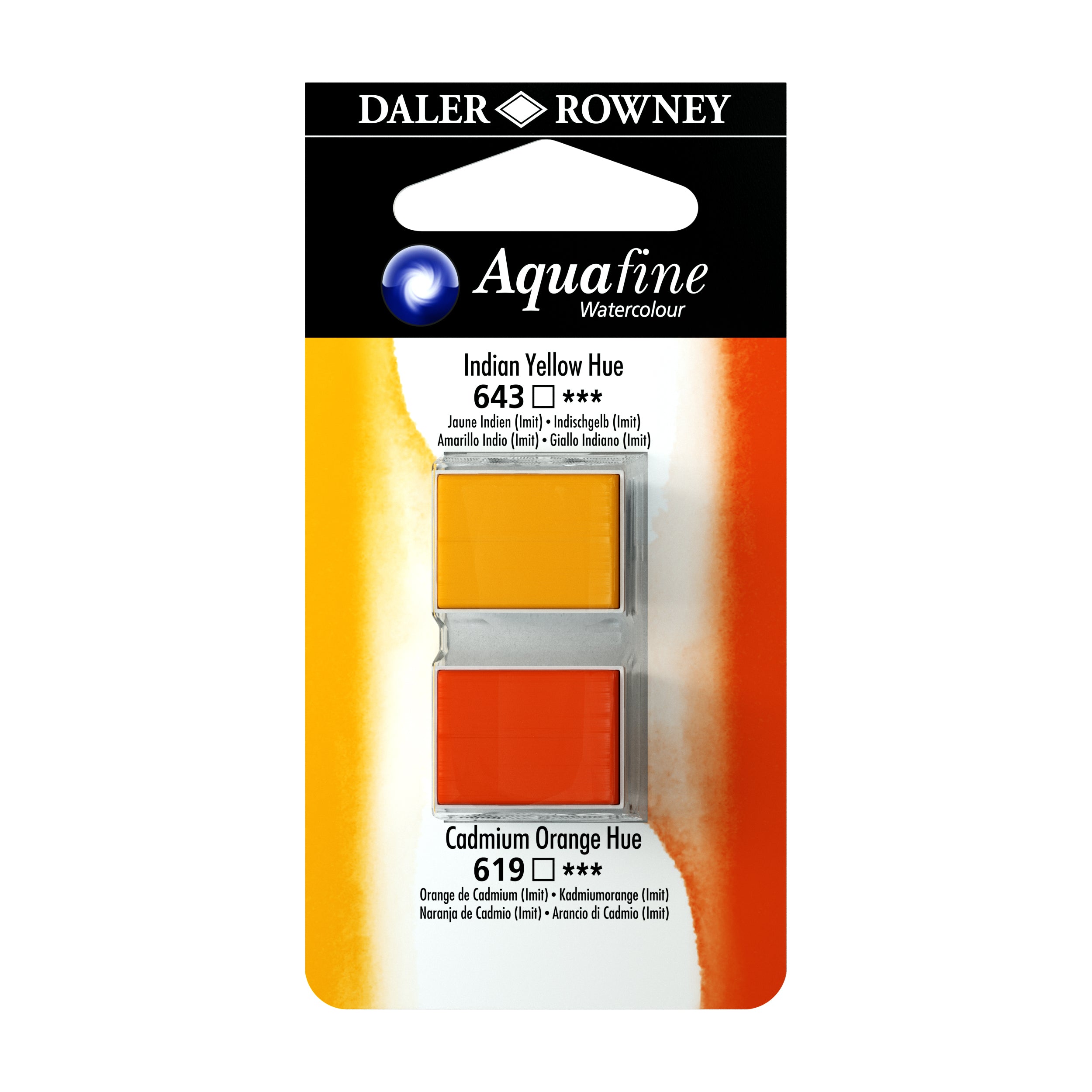 Daler-Rowney Aquafine Watercolour, Half Pan Twin Set Naples Yellow & Burnt Umber